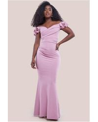 Goddiva - Frilled Off The Shoulder Scuba Maxi Dress - Lyst