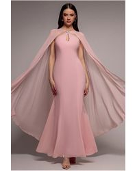 Goddiva - Multiway Cape Chiffon With Embellished Trim Maxi Dress - Lyst