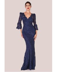 Goddiva - Scalloped Lace Maxi Dress - Lyst