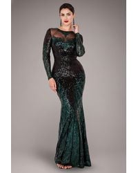 Goddiva - Long Sleeve Aztec Sequin Maxi - Lyst