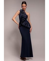 Goddiva - One Shoulder Pleated Fan Maxi Dress - Lyst