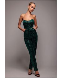 Goddiva - Sequin & Velvet Corset Jumpsuit - Lyst