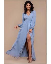 Goddiva - Sustainable Front Split Wrap Style Chiffon Maxi Dress - Lyst