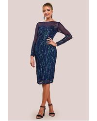 Goddiva - Long Sleeve Sequin Flame Midi Dress - Lyst