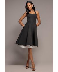 Goddiva - Contrast Organza Frill Bow Back Halter Midi Dress - Lyst