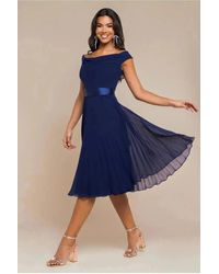 Goddiva - Cowl Neck Pleated A-Line Chiffon Midi Dress - Lyst