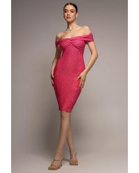 Goddiva - Front Knot Twist Midi Dress - Lyst