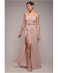 Goddiva - Wrap Style Spaghetti Strap Maxi With Split - Lyst