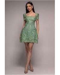 Goddiva - Scallop Edge Corset Back Structured Lace Mini Dress - Lyst