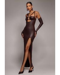Goddiva - Faux Leather Cut Out Maxi Dress - Lyst