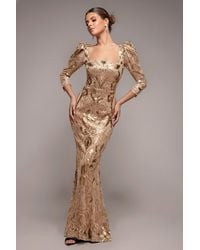 Goddiva - Square Neck Scalloped Lace Maxi - Lyst