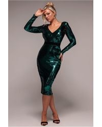 Goddiva - Liquid Sequin Midi With Corsage - Lyst
