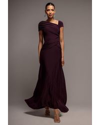 Goddiva - Asymmetric Neck Gathered Waist Maxi Dress - Lyst