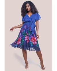 Goddiva - Chiffon Floral Border Print Midi Dress - Lyst