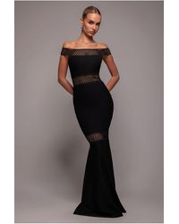Goddiva - Off The Shoulder Ribbed Bodycon Maxi Dress - Lyst