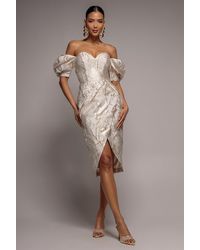 Goddiva - Puff Sleeve Sweetheart Midi Dress - Lyst
