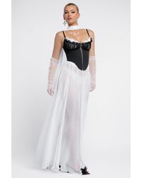 Goddiva - Milk Maid Corset Polka Dobby Chiffon A-Line Maxi Skirt With Scarf & Gloves - Lyst
