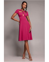 Goddiva - Scuba Crepe Twist Cutout Midi Dress - Lyst