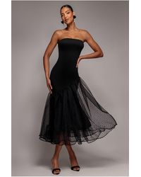 Goddiva - Strapless Asymmetric Tiered Midaxi Dress - Lyst