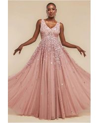 Goddiva - Sunray Hand Embellished Sequin A-Line Sleeveless Maxi Dress - Lyst