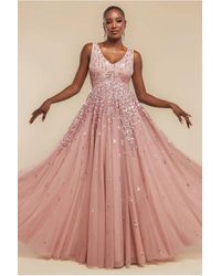 Goddiva - Sunray Hand Embellished Sequin A-Line Sleeveless Maxi Dress - Lyst