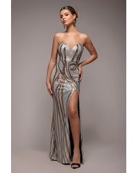 Goddiva - Strapless Multi Sequin Maxi Dress - Lyst