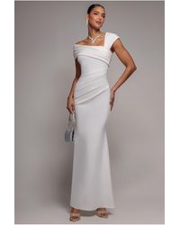 Goddiva - One Shoulder Asymmetric Scuba Crepe Maxi Dress - Lyst