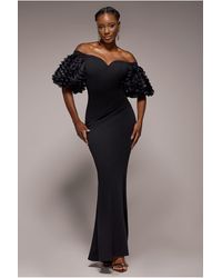 Goddiva - Off The Shoulder 3D Puffed Sleeve Sweetheart Maxi Dress - Lyst