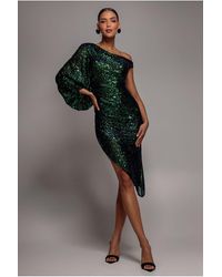 Goddiva - One Shoulder Asymmetric Midi Dress - Lyst