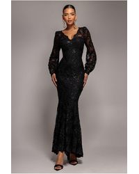 Goddiva - Embroidered Lace Scalloped Edge Maxi Dress - Lyst