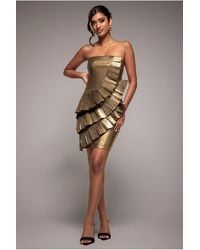 Goddiva - Fan Pleated Boobtube Scuba Crepe Mini - Lyst