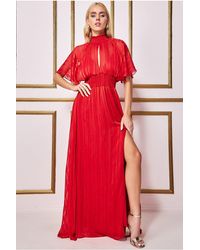 Goddiva - Keyhole High Neck Flutter Sleeve Maxi - Lyst