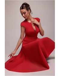Goddiva - Cap Sleeve Skater High Low Midi Dress - Lyst