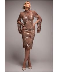Goddiva - Sequin Starburst Cape Sleeve Midi Dress - Lyst