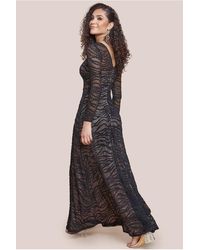 Goddiva Flared Sleeve Embroidered Maxi Dress in Purple | Lyst UK