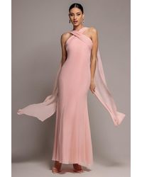 Goddiva - Cross Front Scarf Back Chiffon Mermaid Maxi Dress - Lyst