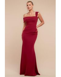 Goddiva - Off The Shoulder Pleated Waist Maxi Dress - Lyst