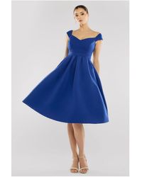 Goddiva - Scuba Foam Skater Midi Dress - Lyst