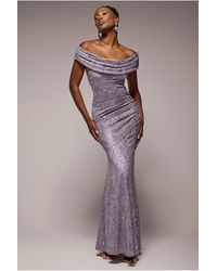Goddiva - Cowl Neck Sequin Lace Maxi Dress - Lyst