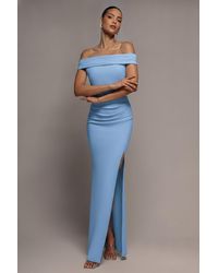 Goddiva - Off The Shoulder Maxi Dress With Split - Lyst