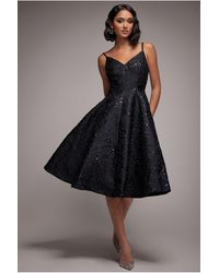Goddiva - Jacquard Sleeveless A-Line Midi Dress - Lyst