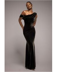 Goddiva - Cowl One Shoulder Velvet Maxi Dress - Lyst