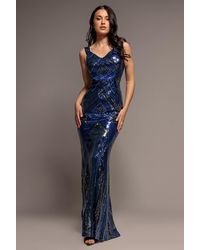 Goddiva - Geometric Sequin Sleeveless Maxi - Lyst