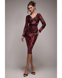 Goddiva - Sequin & Mesh Embroidered Midi Dress - Lyst