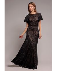Goddiva - Flutter Sleeve Lace A-Line Maxi Dress - Lyst