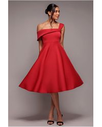 Goddiva - One Shoulder A Line Midi Dress - Lyst