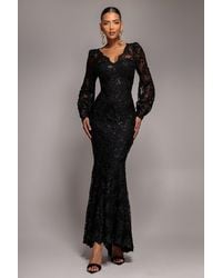 Goddiva - Embroidered Lace Scalloped Edge Maxi Dress - Lyst