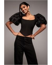 Goddiva - 3D Textured Sleeve Scuba Corset Top - Lyst