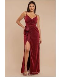 Goddiva - Wrap Style Spaghetti Strap Maxi With Split - Lyst