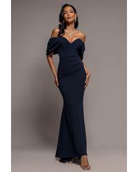 Goddiva - Off The Shoulder Draped Sleeve Maxi Dress - Lyst